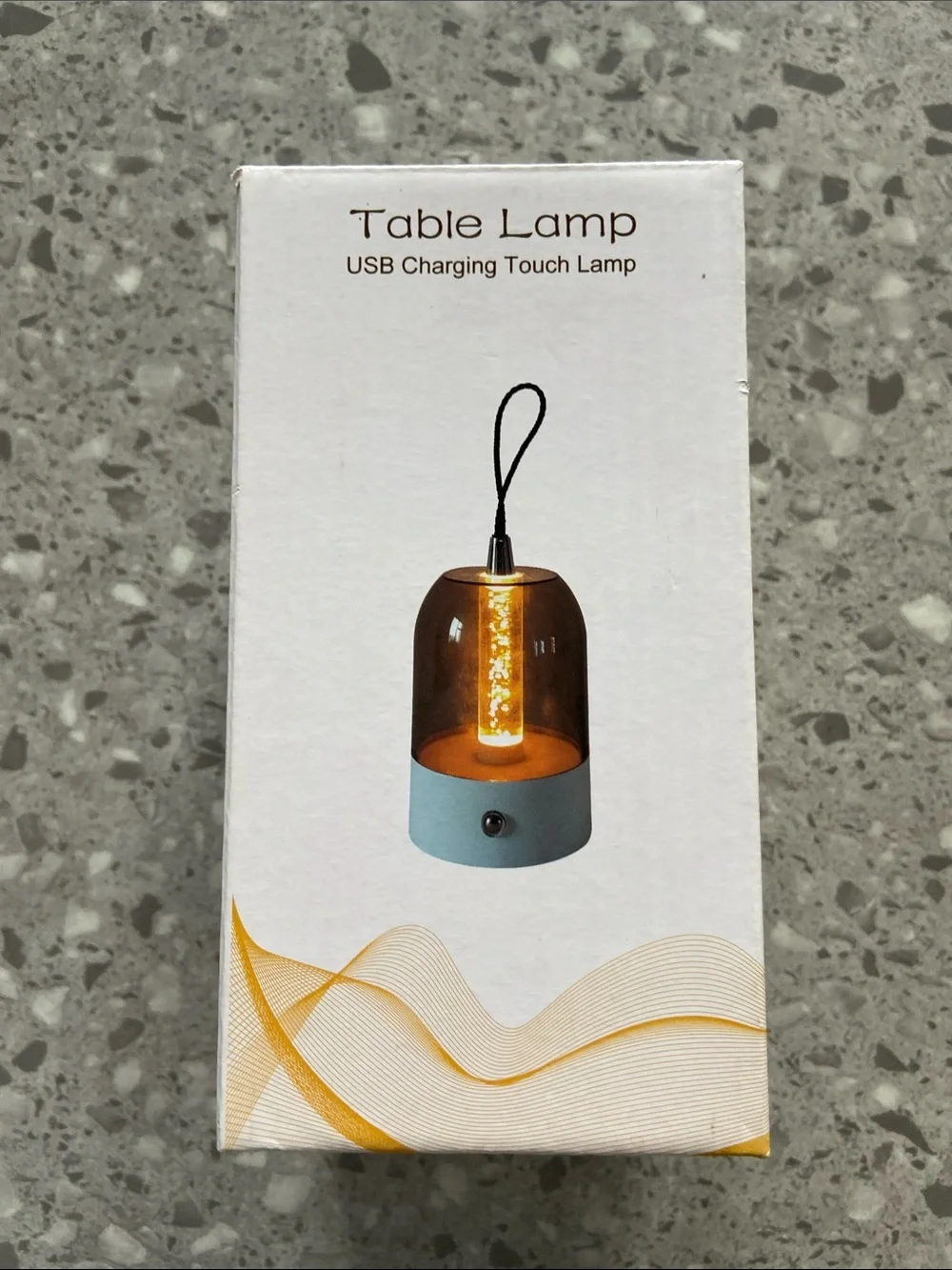 USB Charging Touch Table Lamp - Amber Glass with Light Blue Base